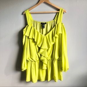 Ashley Stewart Top - ruffle off shoulder plus size